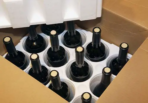 Shipment box full of wine bottles