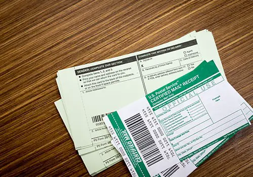 Certified mail labels and forms